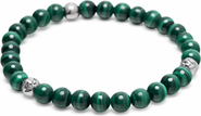 Nialaya Green Malachite Silver Ball Bracelet