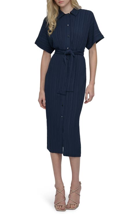 Crushed Dobby Shirtdress