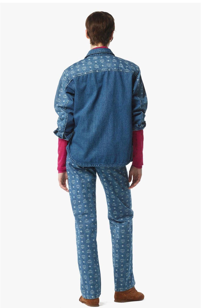 MCM Monogram Jacket in Denim Jacquard, Alternate, color, Blue