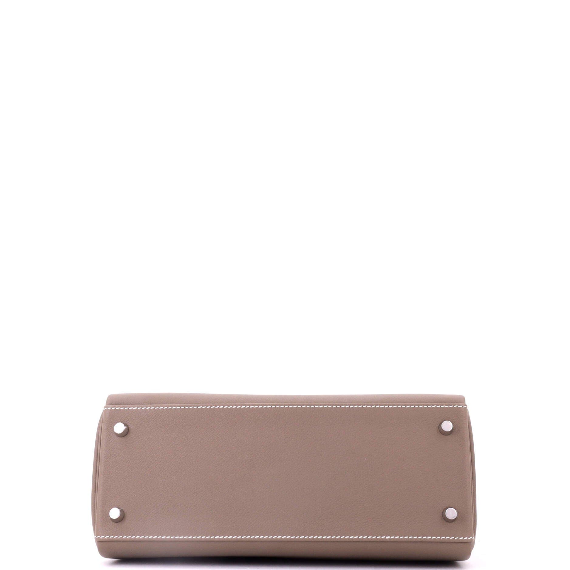 Pre-Owned Hermes Kelly Handbag Grey Evercolor with Palladium Hardware 28, Alternate, color, Etoupe