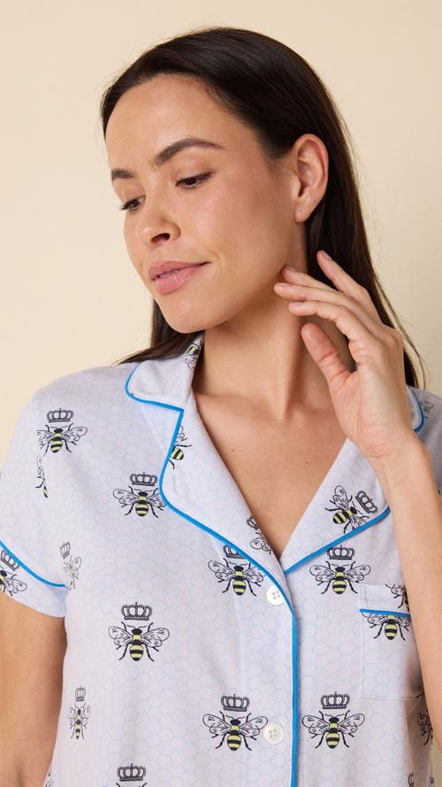 The Cat's Pajamas Pima Knit Short Set Conversational In White