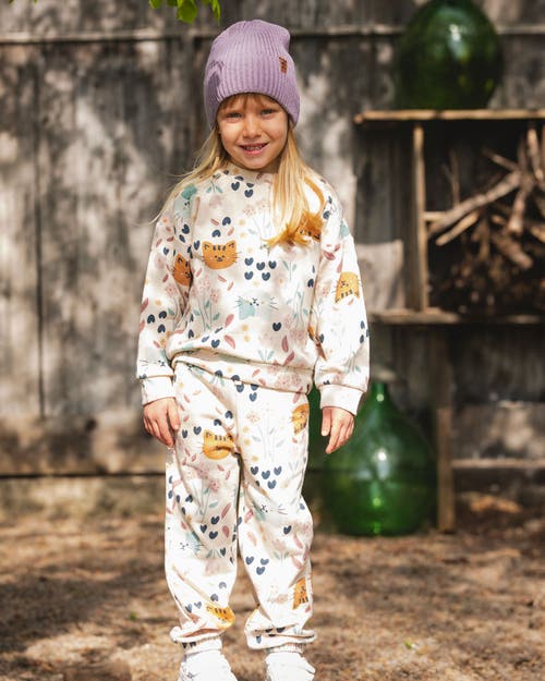 Deux Par Deux Glittering French Terry Sweatshirt Cat In Multi
