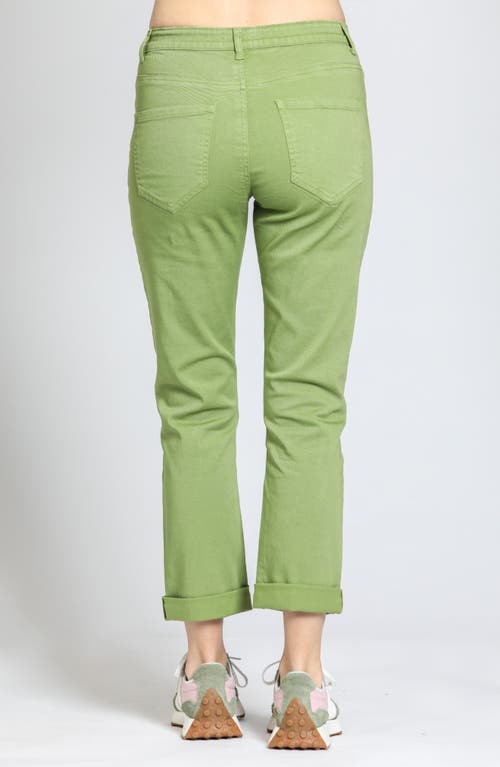 Apny Mid Rise Girlfriend Jeans In Turtle Green