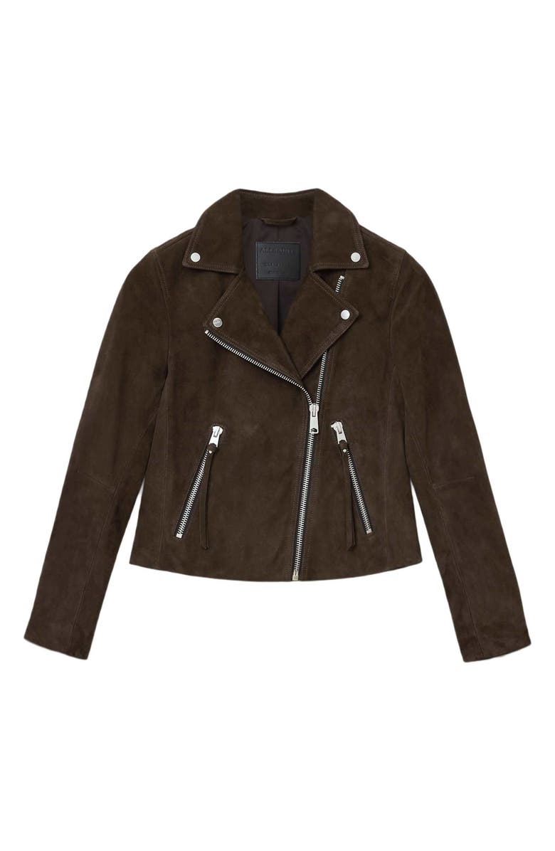 AllSaints Dalby Suede Moto Jacket, Alternate, color, Fango Brown