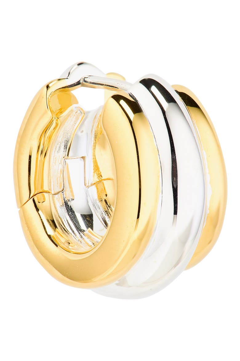 The Harper Mixed Metal Hoop Earrings, Alternate, color, MIXED METALS SILVER PIPING