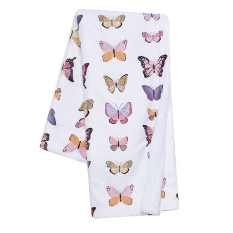 Butterfly Dreams Ultra-Soft Fleece/Faux Shearling Baby Blanket