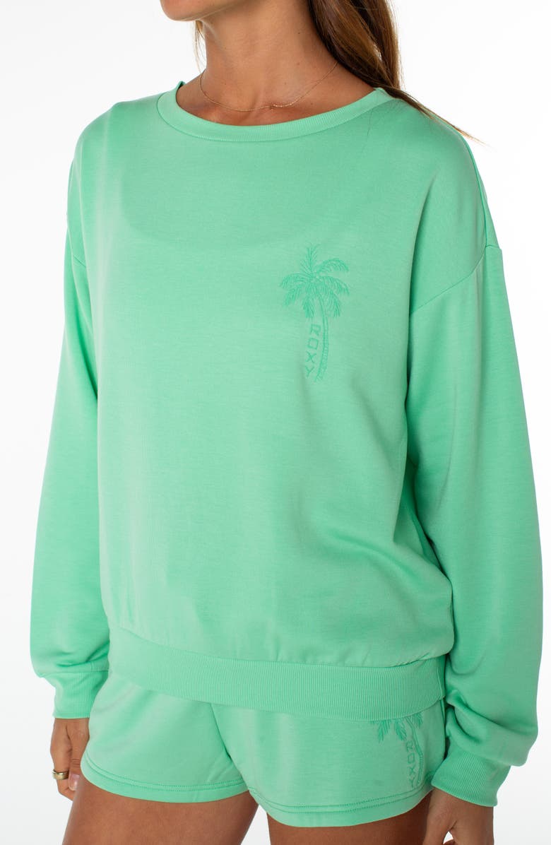 Roxy Surfing by Moonlight Embroidered Graphic Sweatshirt, Alternate, color, Spring Bud