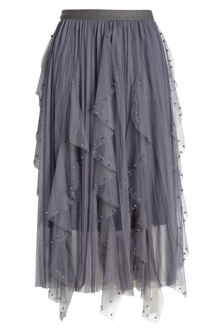 Wendy Beaded Tulle Skirt, Alternate, color, GREY