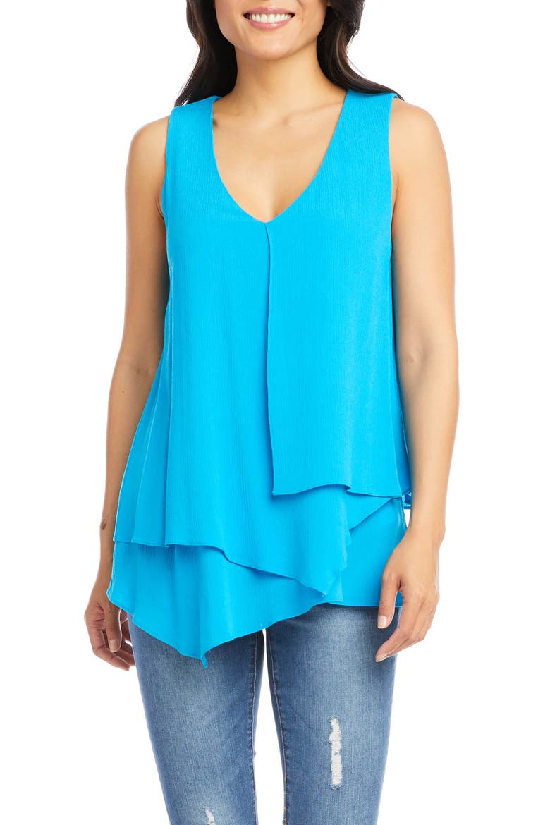 V-Neck Layered Asymmetrical Tank, Main, color, AQUA