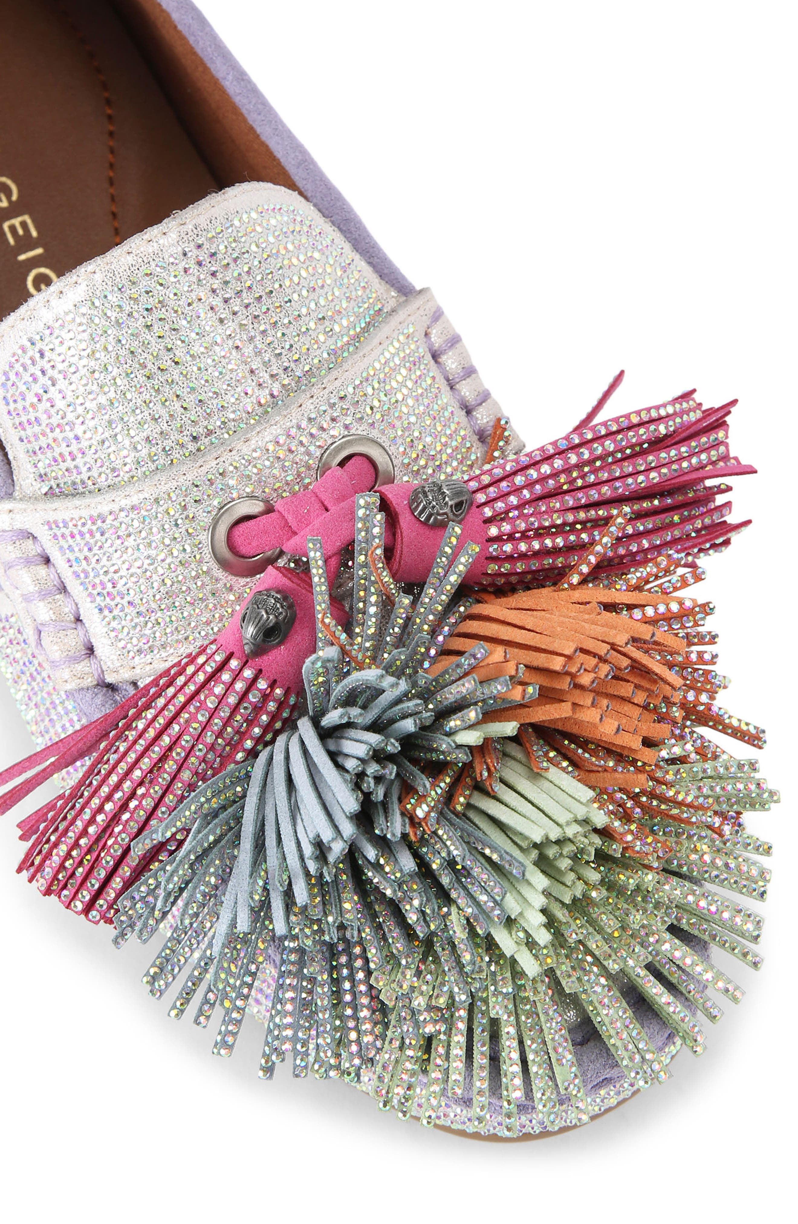 Kurt Geiger London Crystal Embellished Pompom Loafer, Alternate, color, Silver Multi