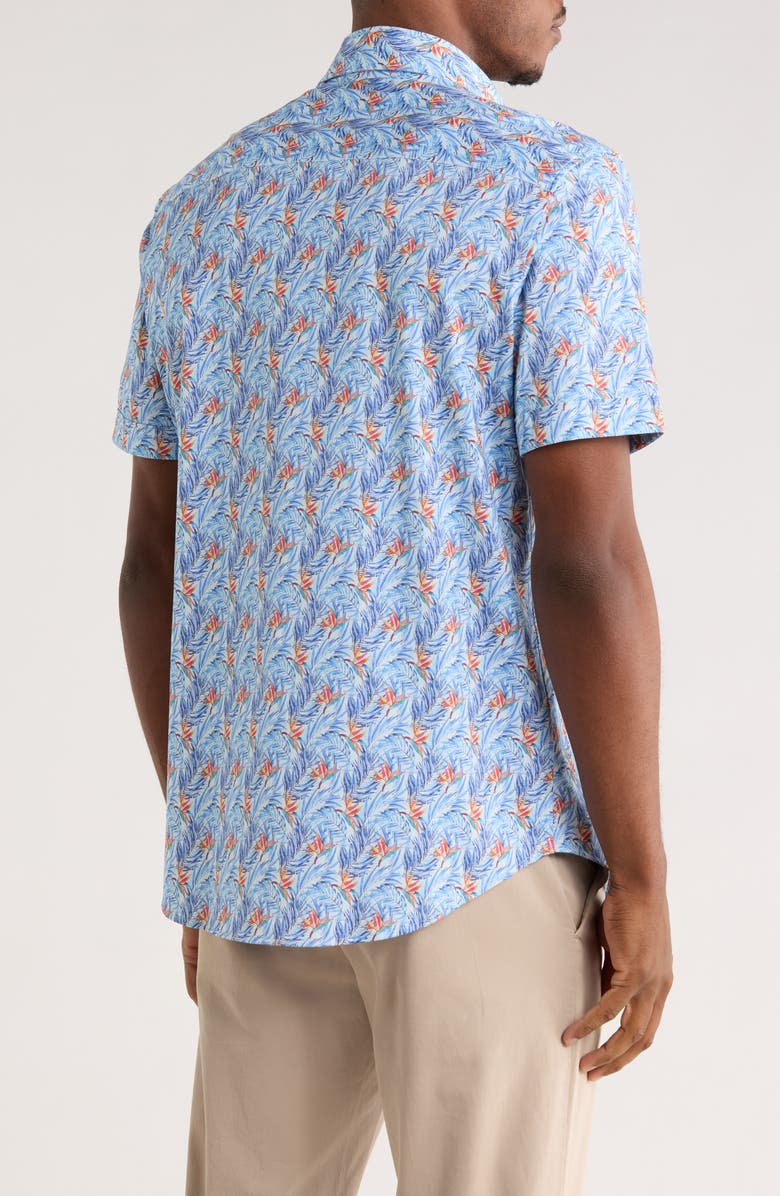 Bugatchi Short Sleeve Button-Up Shirt, Alternate, color, Sky