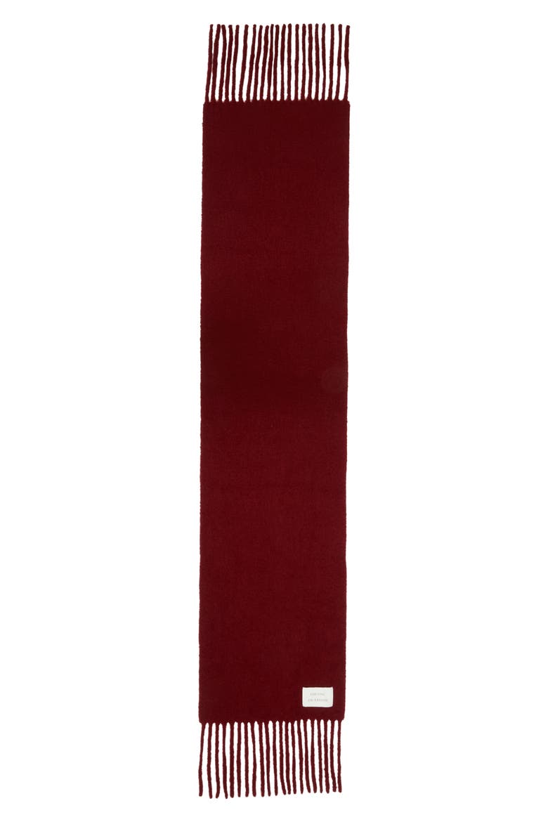 Santo Large Baby Alpaca Blend Fringe Scarf, Alternate, color, BURGUNDY