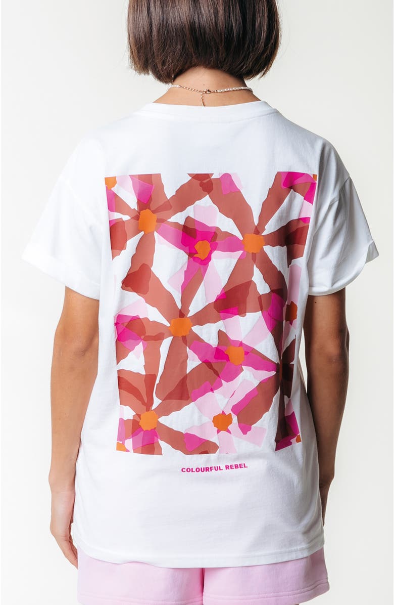 Colourful Rebel Flower Square Boxy Tee, Main, color, Standard White