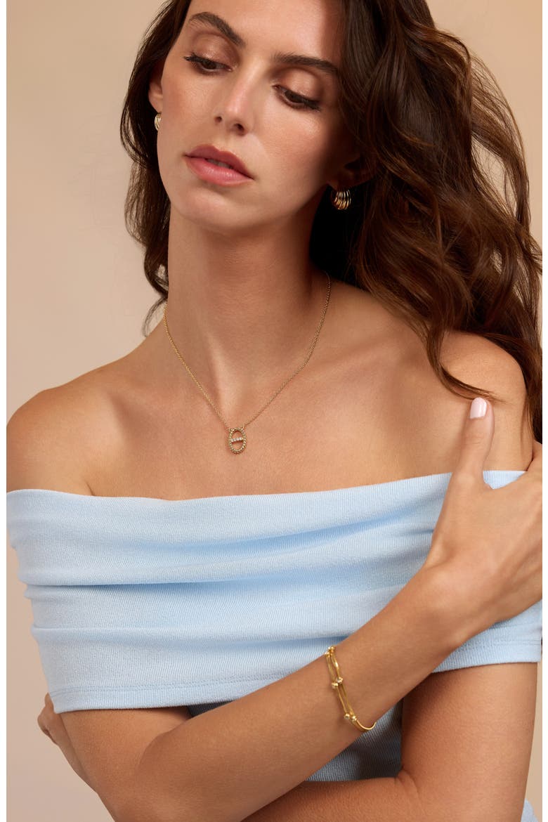 Dolce Sole Oval Pavé Cubic Zirconia Pendant Necklace, Alternate, color, GOLD