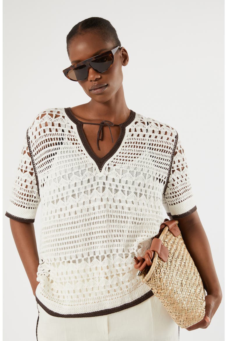 Garza Crochet Sweater, Alternate, color, IVORY