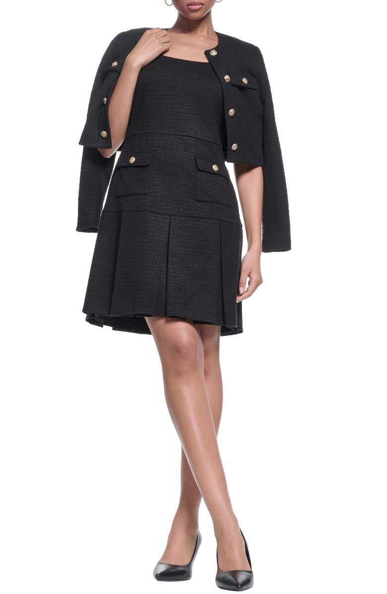 KARL LAGERFELD Textured Stretch A-Line Dress, Alternate, color,