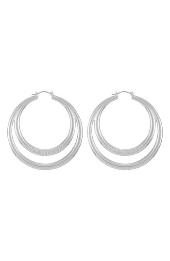 True Religion Double Hoop Earrings In Silvertone