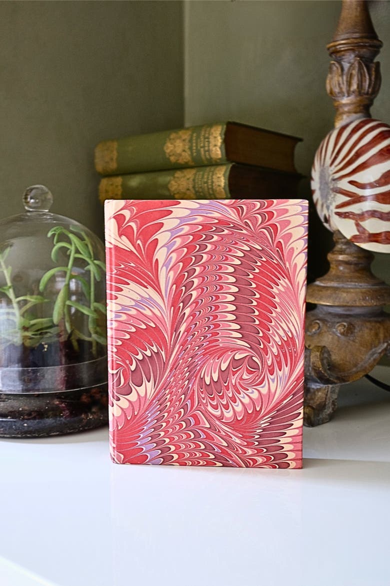 Hand-Marbled Hardcover Notebook, Alternate, color, Florentine Pink