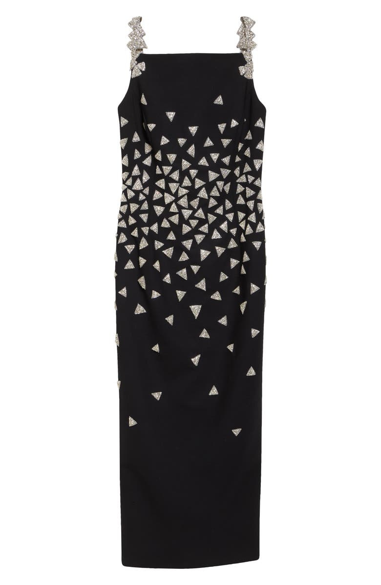 Oscar de la Renta Crystal Triangle Embellished Cocktail Dress, Alternate, color, Black/ Silver