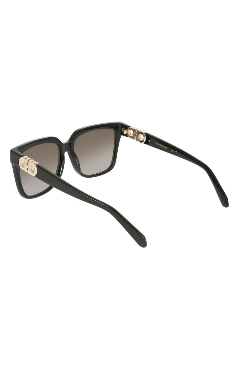 FERRAGAMO 58mm Rectangular Sunglasses, Alternate, color, Black