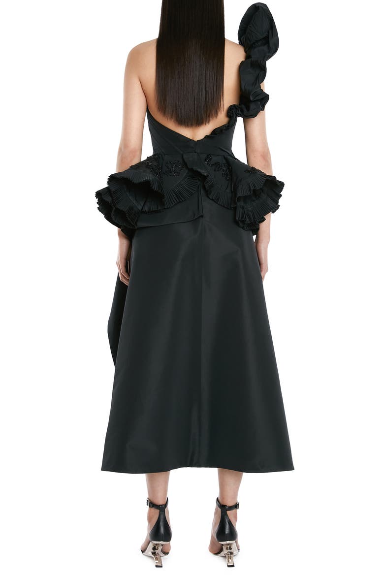 Embroidered Deconstructed Bustier Dress, Alternate, color, BLACK