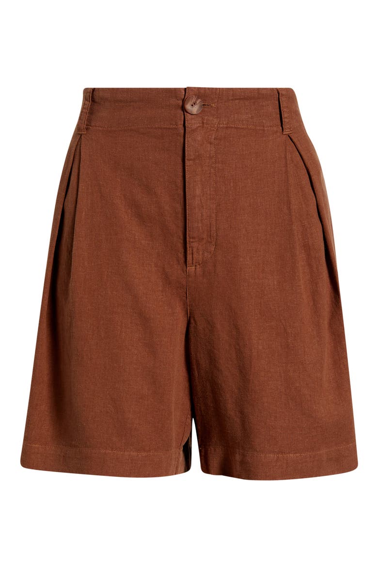 Linen Blend Pleat Shorts, Alternate, color, SUNRISE MOCHA
