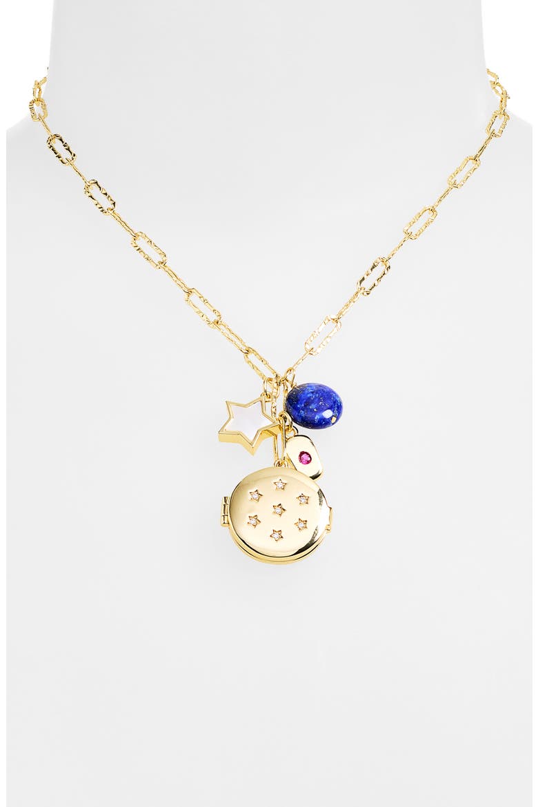 Americana Chunky Charm Necklace, Alternate, color, GOLD