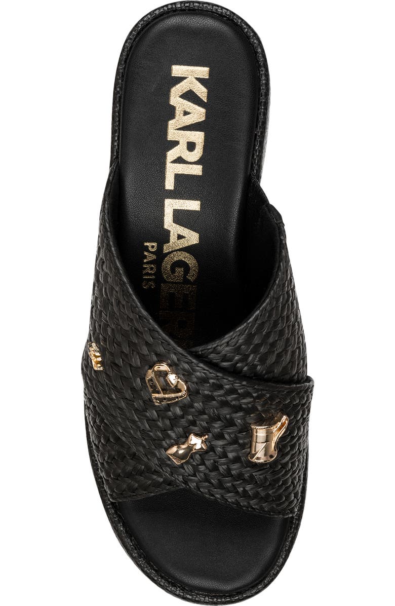 KARL LAGERFELD PARIS Caleigh Woven Platform Wedge Sandal, Alternate, color, Black