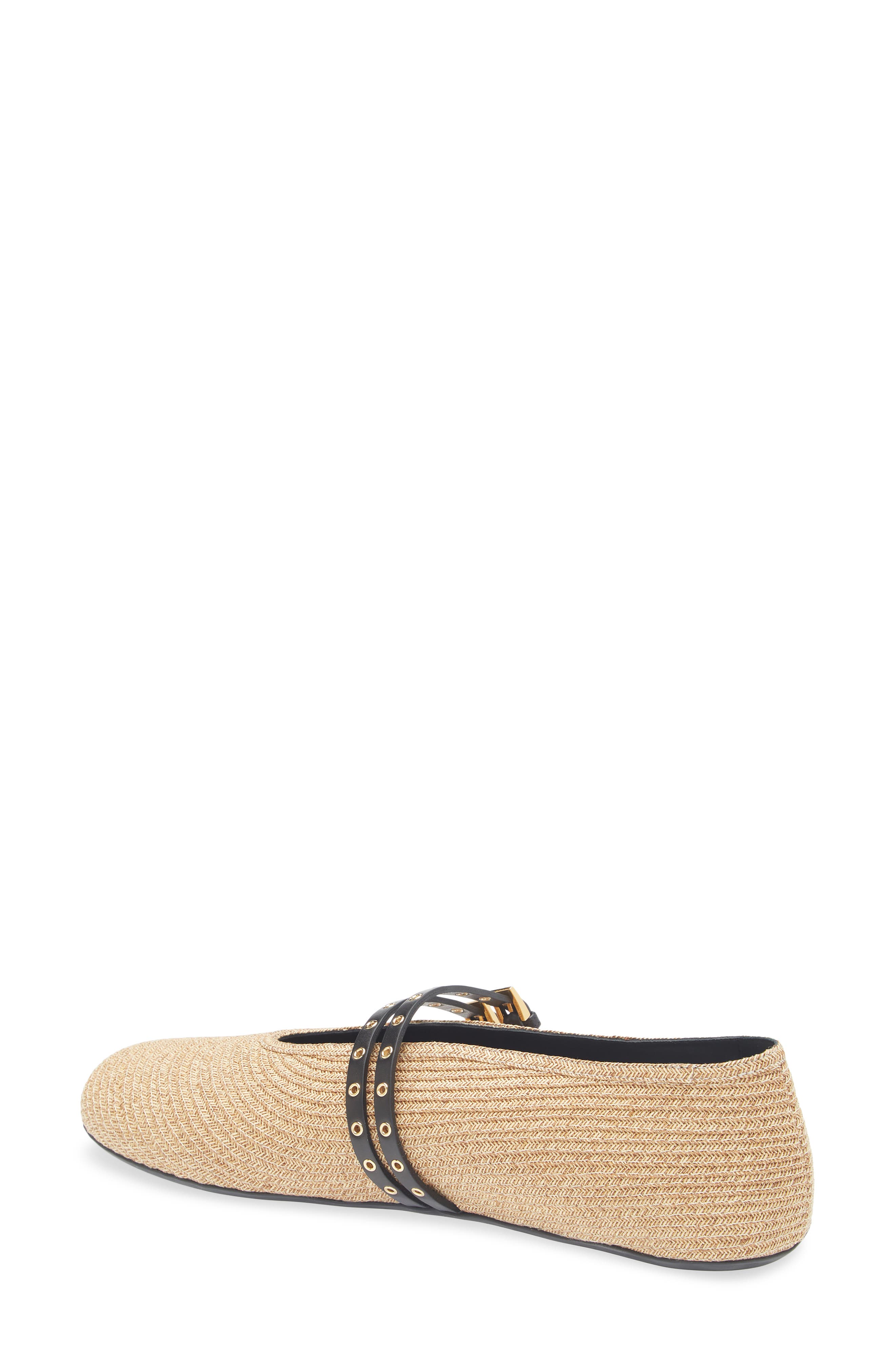 Alaïa Raffia Ballerina Flat, Alternate, color, Naturel