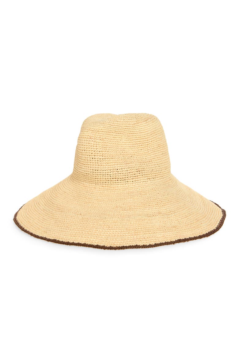Waverly Wide Brim Packable Straw Hat, Main, color, BLEACH / WALNUT
