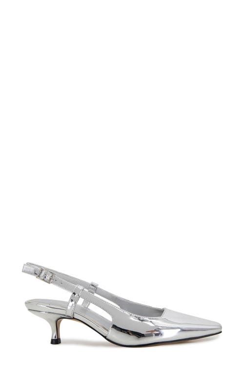 Kenneth Cole New York Martha Kitten Heel Slingback Pump In Silver