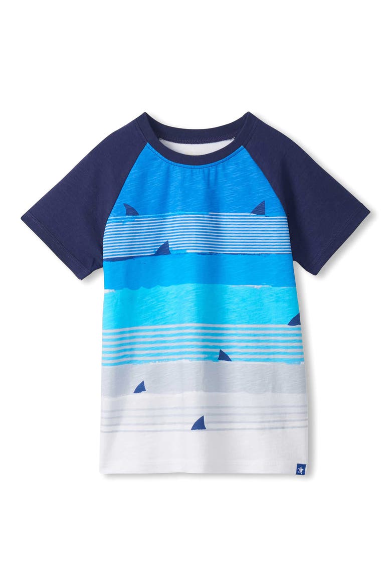 Kids' Fin Stripes T-Shirt, Main, color, WHITE