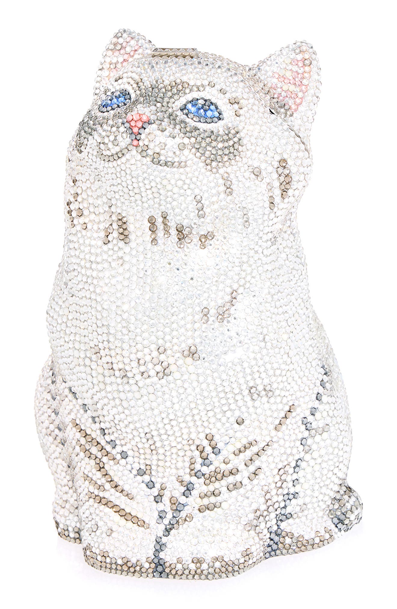 JUDITH LEIBER COUTURE Kitten Cloud Crystal Embellished Clutch, Alternate, color, Silver Rhine Multi