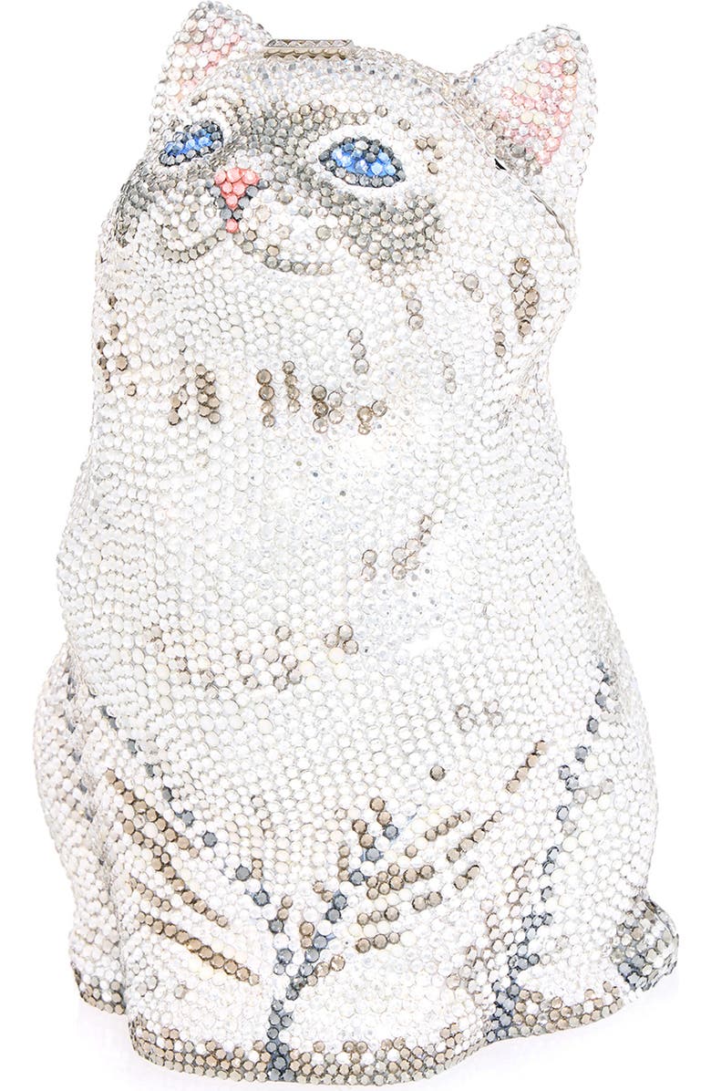 JUDITH LEIBER COUTURE Kitten Cloud Crystal Embellished Clutch, Alternate, color, Silver Rhine Multi