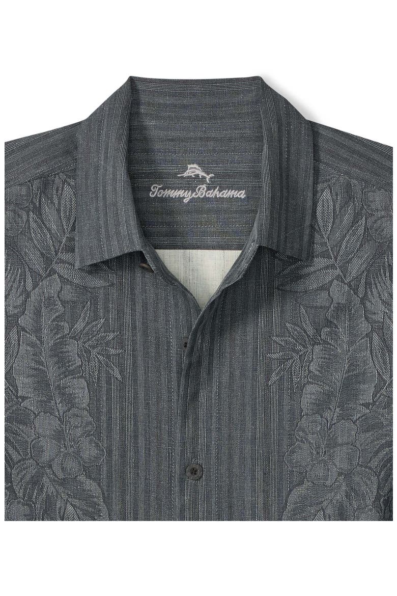 Maui Border Silk Short Sleeve Button-Up Shirt, Alternate, color, TURBULENCE