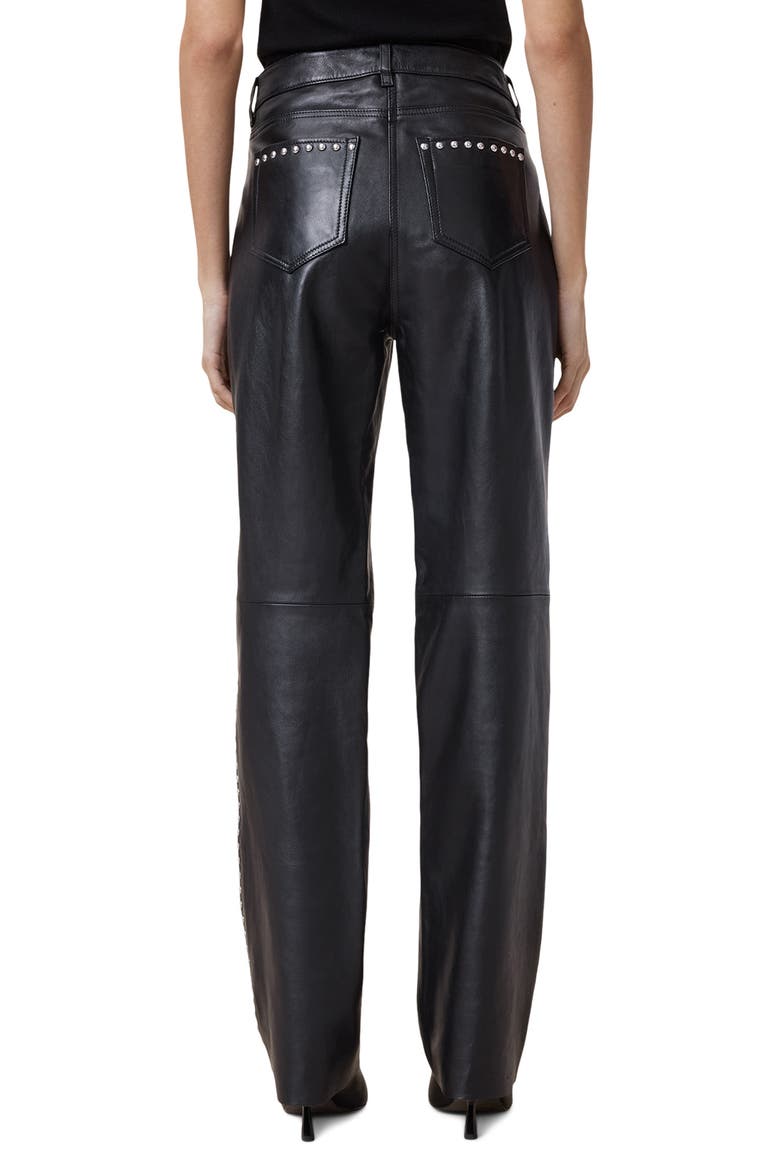 Saige Studded Leather Pants, Alternate, color, BLACK