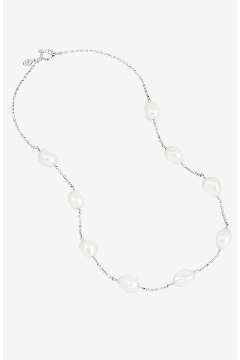 White Baroque Pearl Chain Necklace, Alternate, color, Sterling Silver