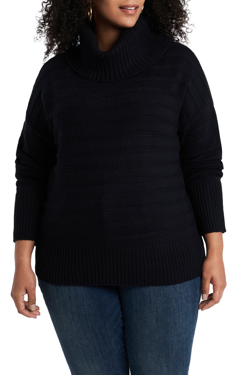 Vince Camuto Textured Stripe Cowl Neck Cotton Blend Sweater, Main, color,