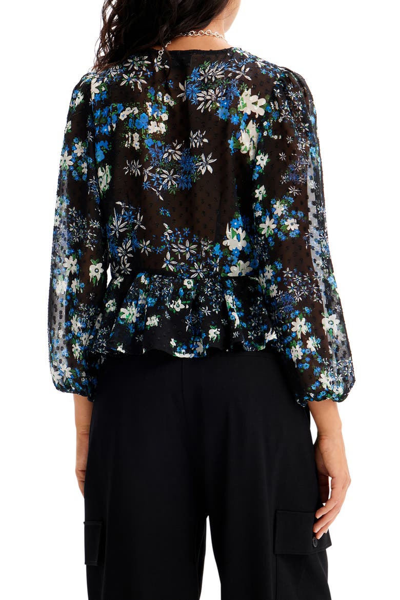 Hamburgo Floral Chiffon Top, Alternate, color, BLUE