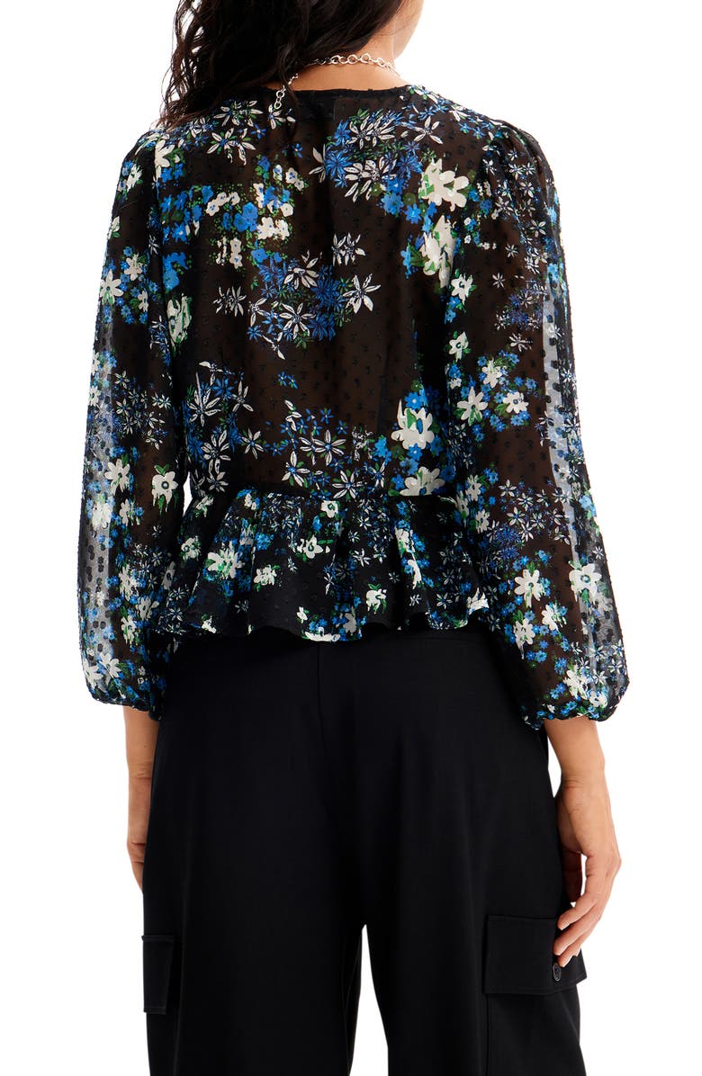Desigual Hamburgo Floral Chiffon Top, Alternate, color, Blue