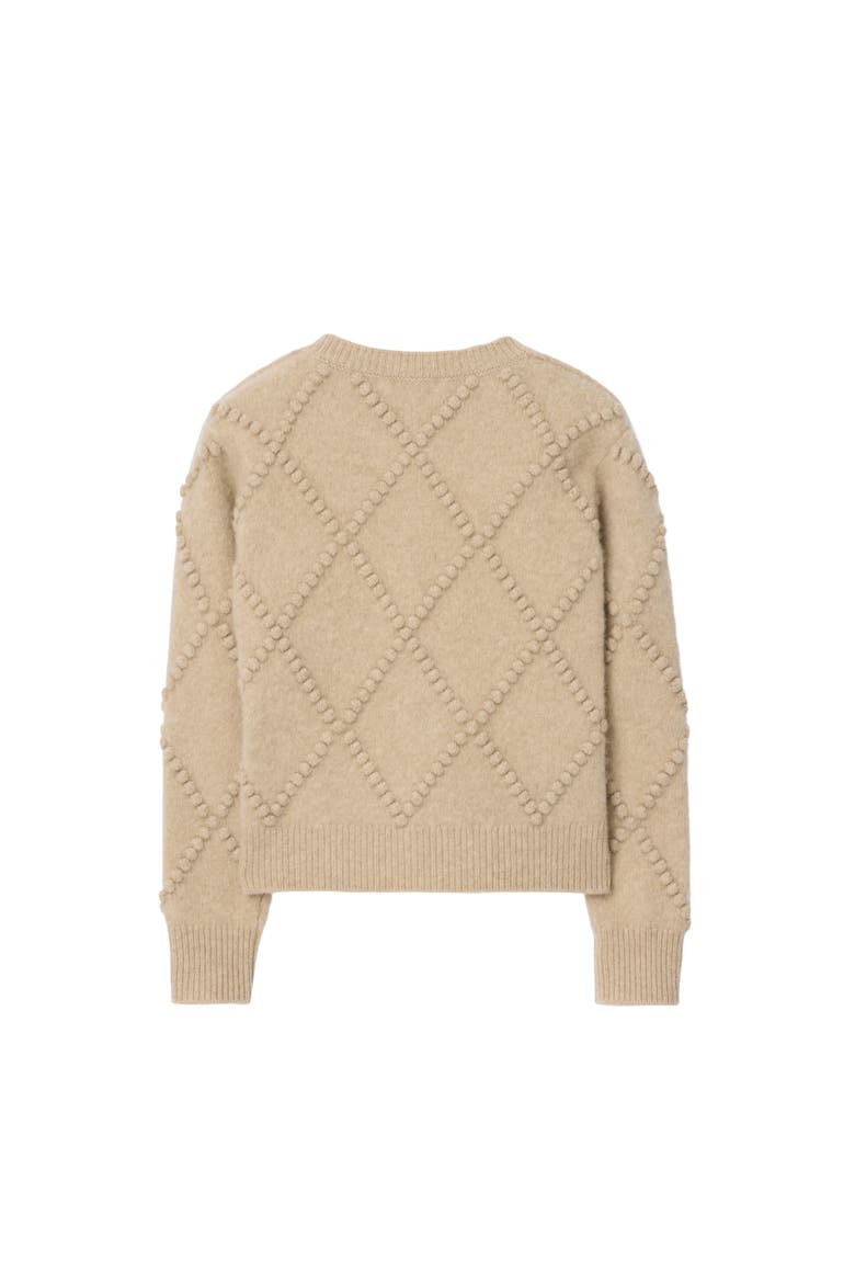 Check Bow Wool Cashmere Cardigan, Alternate, color, Oatmeal melange