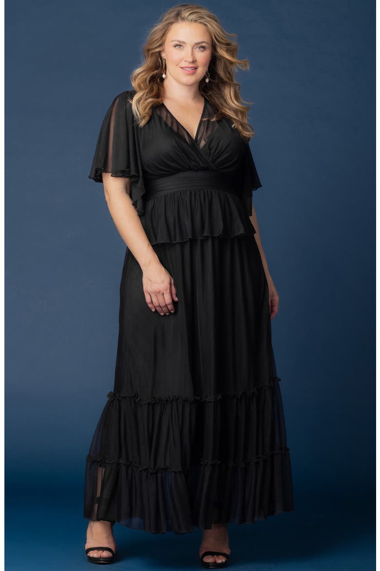 Graceful Tiered Gown, Alternate, color, ONYX