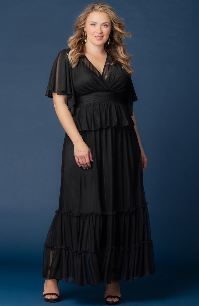 Kiyonna Graceful Tiered Gown, Alternate, color, Onyx