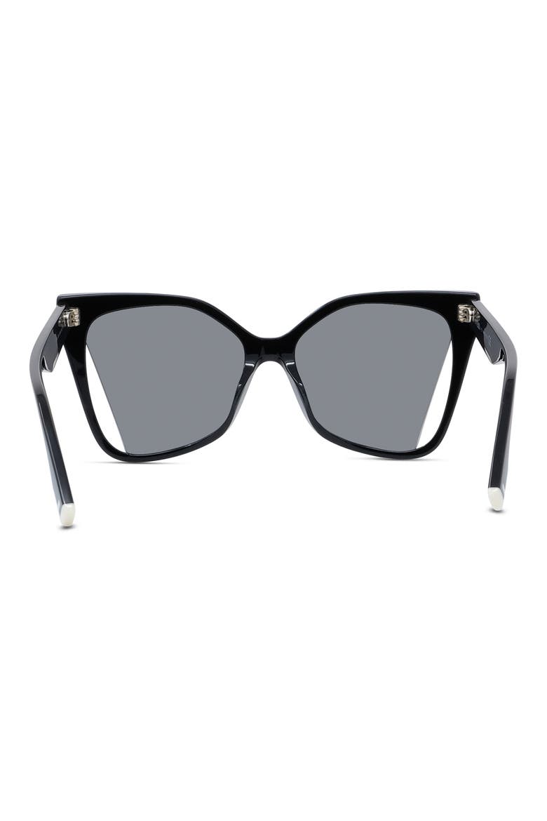 'Fendi Way 55mm Geometric Sunglasses, Alternate, color, SHINY BLACK / SMOKE