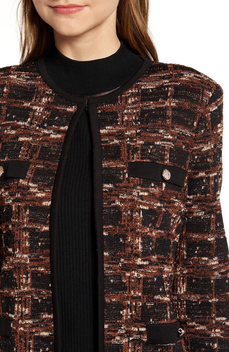 Ming Wang Check Jacquard Knit Jacket, Alternate, color, 