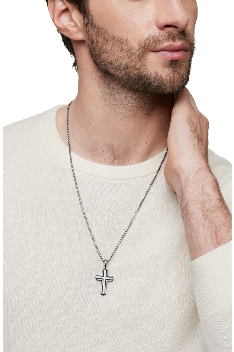 Deco Cross Enhancer Pendant, Alternate, color, SILVER
