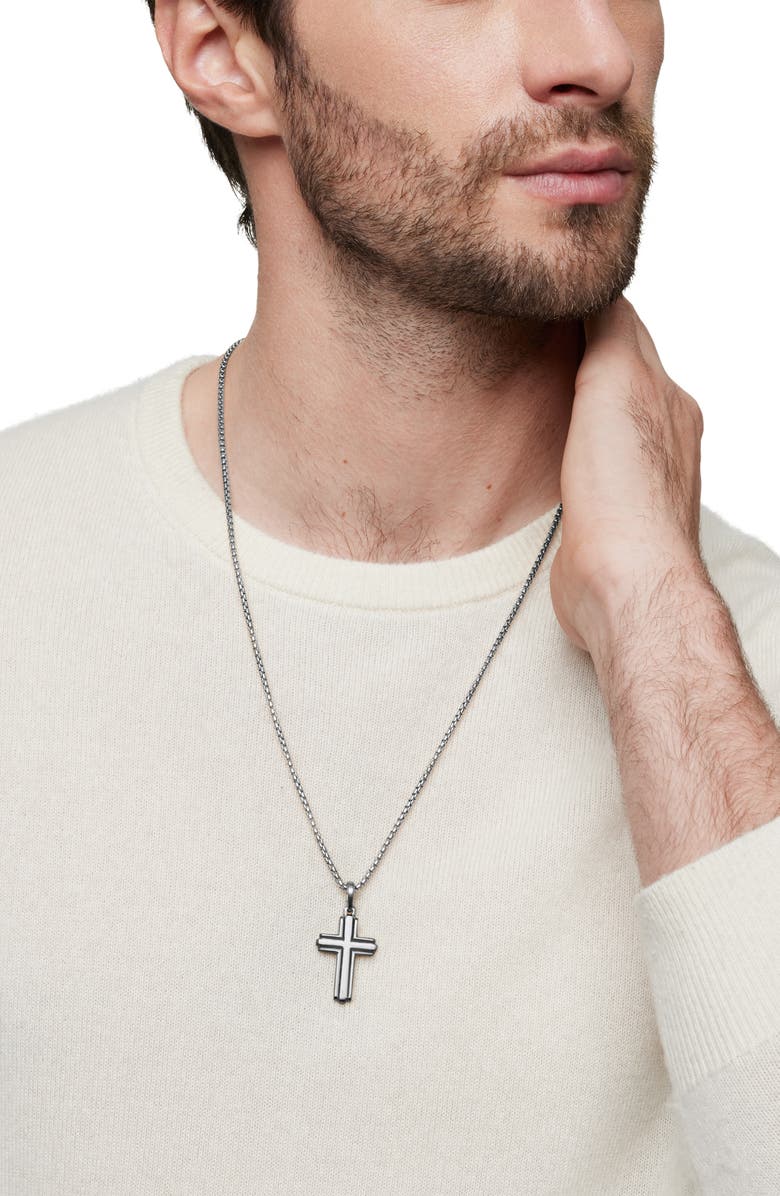 David Yurman Deco Cross Enhancer Pendant, Alternate, color, Silver