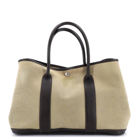Garden Party Tote Toile and Leather 36