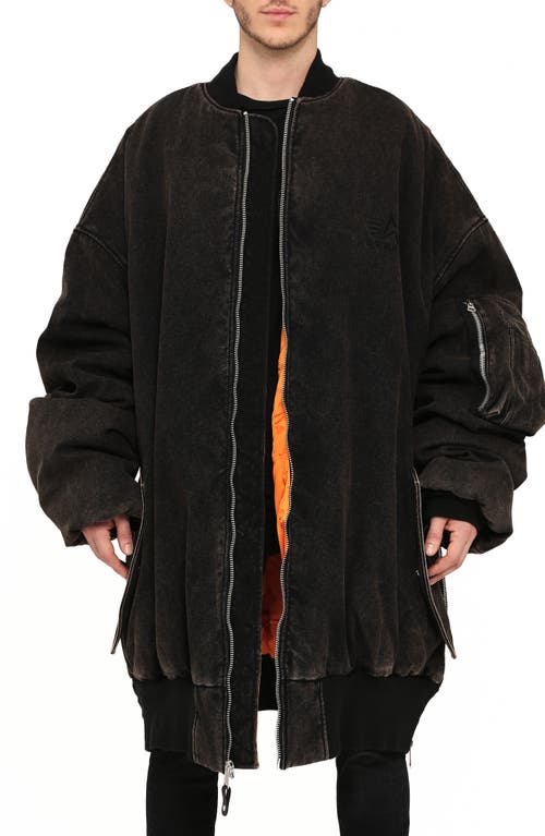 Purple Brand X Alpha Giant Bomber Jacket In Black