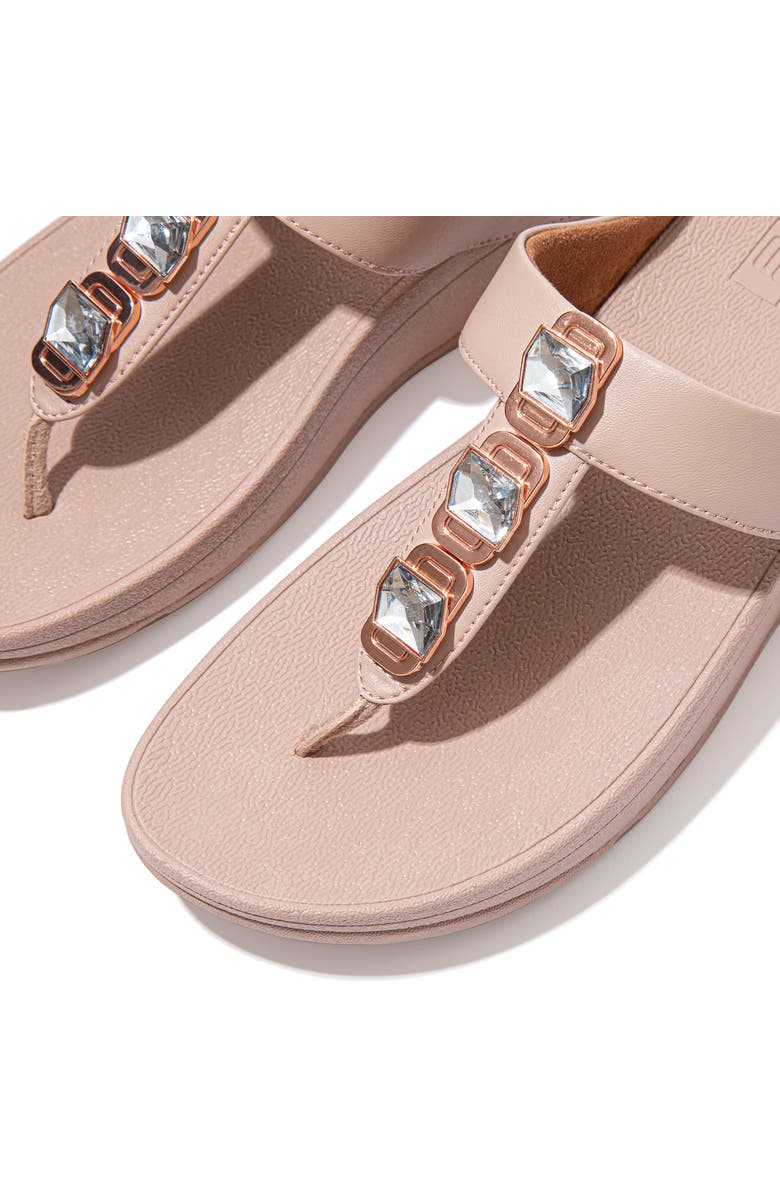 FitFlop Fino Crystal Wedge Flip Flop Sandal, Alternate, color, Beige